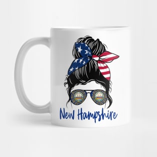 New Hampshire girl Messy bun , American Girl , New Hampshire Flag Mug